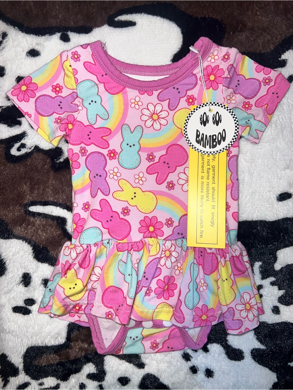 Boo Boo Bamboo Peep Bunnies & Rainbow Ruffle Bamboo Bodysuit Twirl